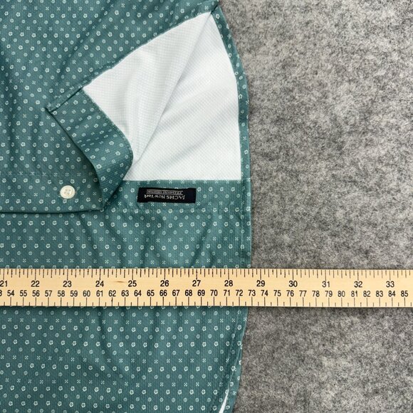 JACHS Men's Button-Up Shirt Casual Everyday Wear, Relaxed, Green Pattern, M NEW - Picture 9 of 11